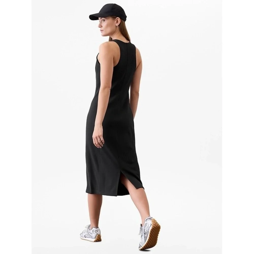 Athleta Seasoft Rib Midi Tank Dress Gray Sleeveless Crew Neck XL NEW $115 - Picture 2 of 9